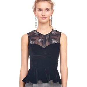 Rebecca Taylor - Black velvet organza top